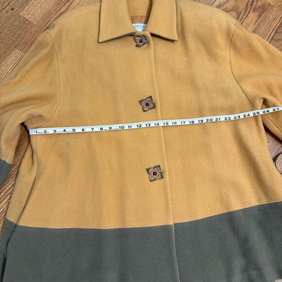 Michelle Bordeau Vintage Mustard/Olive Green Swing Coat Made in Italy - Picture 6 of 10